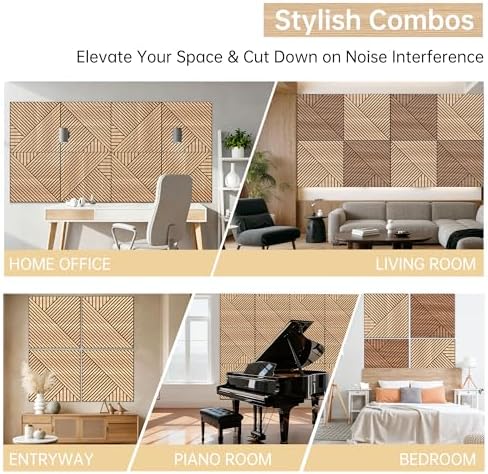 Mollywell Acoustic Wall Panels, Natural Oak, 8 Pack, 23.6x23.6 in - Image 6