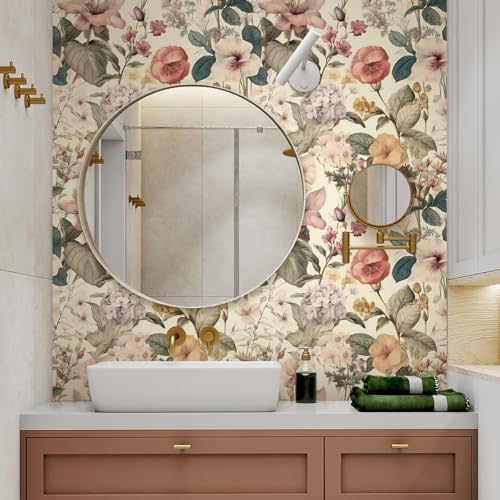 Jeweluck Vintage Floral Wallpaper Peel and Stick Wallpaper 16.9”x393.7” - Image 4