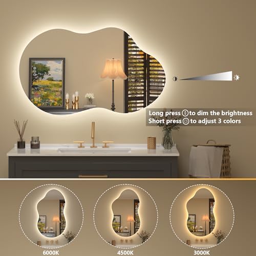 20x32 Inch Irregular Backlit Bathroom Mirror - Image 3