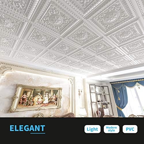 Art3d 12-Pack PVC Drop Ceiling Tiles, Plastic Sheet in White, 2 x 2 ft - Image 3