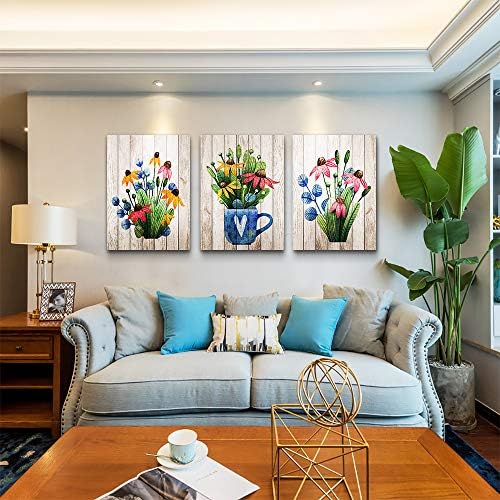 Lapremoly Vintage Wood Grain Flowers Wall Art - Image 3