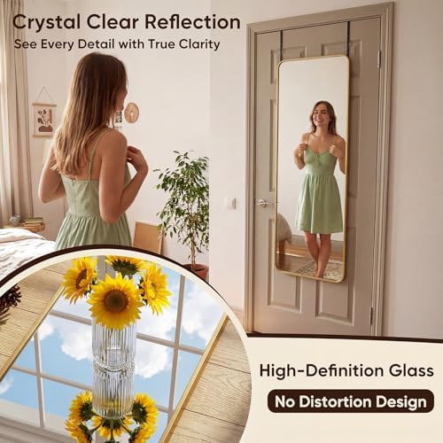 Antok 58"x20" Over the Door Full Length Mirror, Hang or Floor Stand - Image 4
