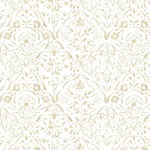 Heroad Peel and Stick Wallpaper Boho Modern Wallpaper Beige Floral Contact by HeroadBrand