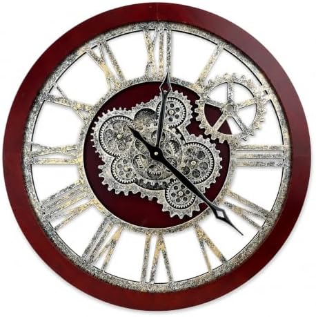 HOIBAI 18 Inch Large Round Wall Clock Walnut Wood - Image 2