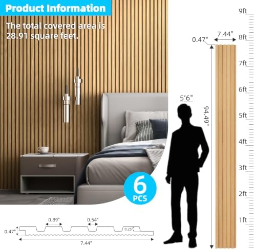 Art3d Wood Slat Wall Panels, Fluted MDF, 94.6 x 7.4 in - Image 5