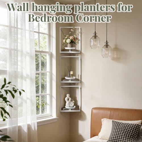 BXF Corner Shelves Wall Mounted, Metal Corner Plant Stand Indoor, Square - Image 4