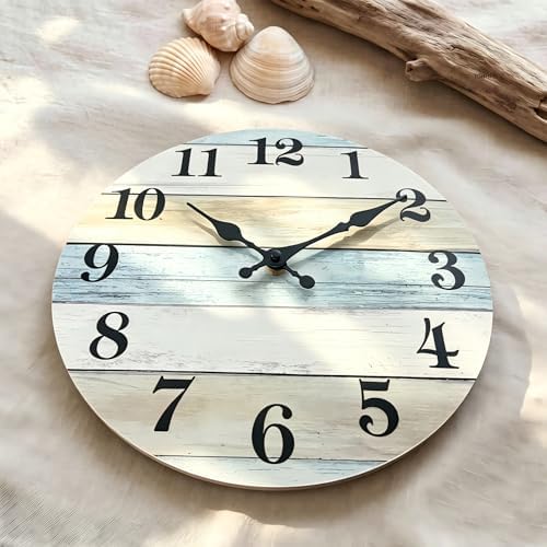 10 Inch Beach Wall Clock, Silent Non-Ticking Battery Operated - Image 2