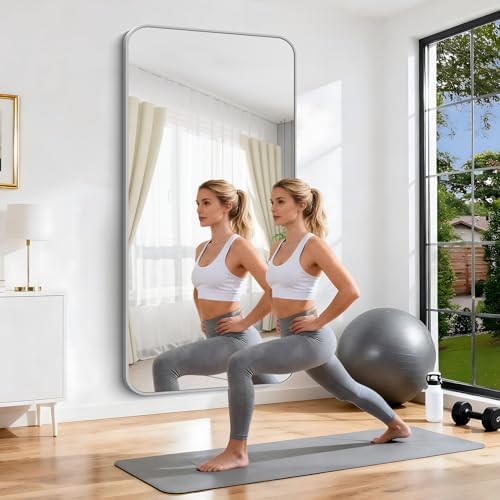 Silver Bathroom Mirror, 72 x 36 Inch Large Rectangle Mirror, Rectangular Vanity - Image 6