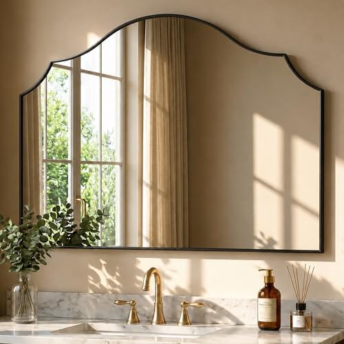 31"x47" Black Arched Wall Mirror, Decorative Mirror by VIWILII