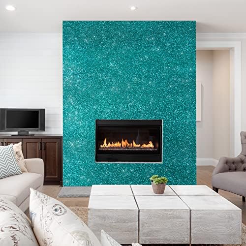 VEELIKE Sparkle Teal Green Glitter Wallpaper Peel and Stick Removable Glitter - Image 3