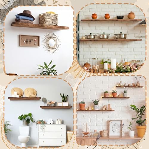 Pinkunn 4 Pcs Solid Live Edge Floating Shelves - Image 5