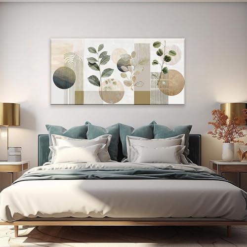 Boho Green Wall Art Mid Century Canvas Wall Art Decor Set Bohemian Abstract - Image 5