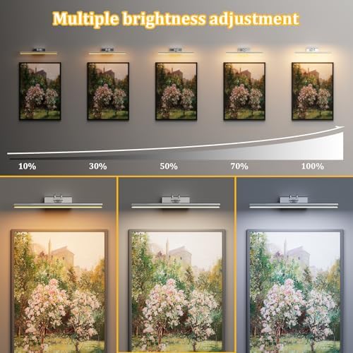 Picture Light, Platinum Silver, Battery Operated, RF Remote Control - Image 7