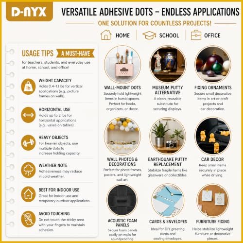 D-NYX Double Sided Tape Adhesive Dots Stickers 700, 218 or 100 Removable Round - Image 6
