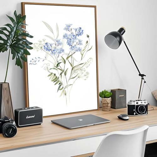 Watercolor Floral Wall Art Blue Yellow Flower Canvas Prints - Image 7