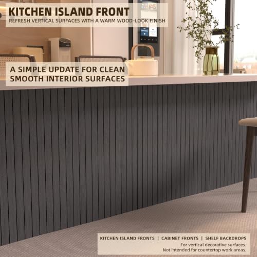 Peel and Stick Wood Slat Wall Panels, Dark Gray, 118 x 15.7 in - Image 4
