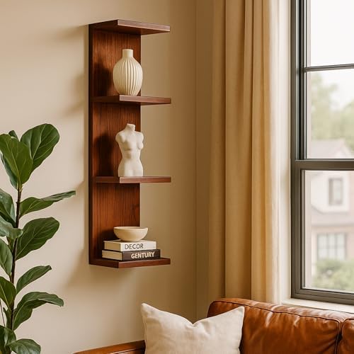 4 Tier Wall Shelf Unit, Vertical Column Floating Storage Home Decor Organizer - Image 2