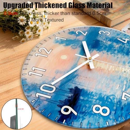 Modern Wall Clock, 10 Inch Glass Analog Clocks - Image 5