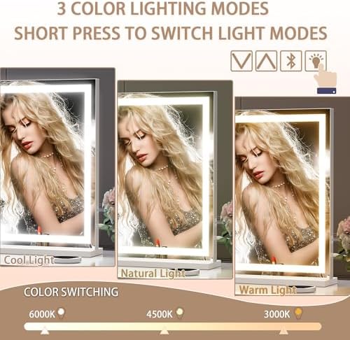 Hasipu Vanity Mirror with Lights and Bluetooth Speaker, Lighted Makeup Mirror - Image 4