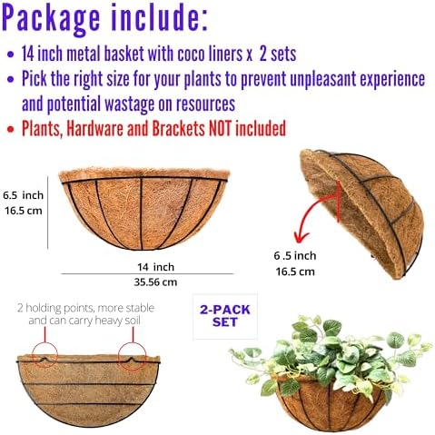 LaLaGreen Wall Planter Black Coco Liner Fence Flower Pots - Image 2