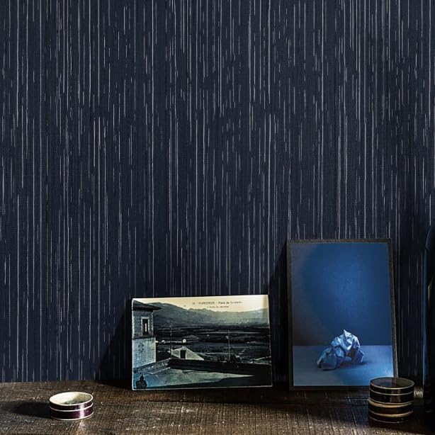 Grasscloth Peel and Stick Wallpaper Navy Blue Wallpaper Textured Vintage Dark by Micpolo