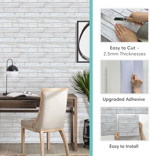 Commomy 3D Faux Wood Peel and Stick Wall Tiles 10 Pcs 11.8" x 11.8" - Image 5