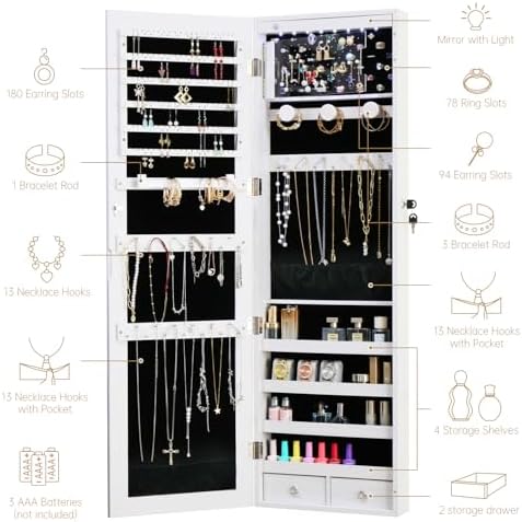Jewelry Armoire Door Wall Mounted Mirror - Image 4