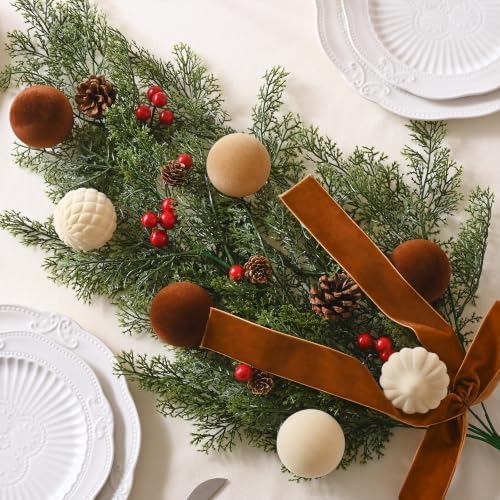 Waipfaru 4Pcs Artificial Hanging Cedar Christmas Teardrop Swag - Image 6