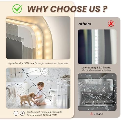 30"x48" Frameless LED Backlit Bathroom Mirror Dimmable - Image 5
