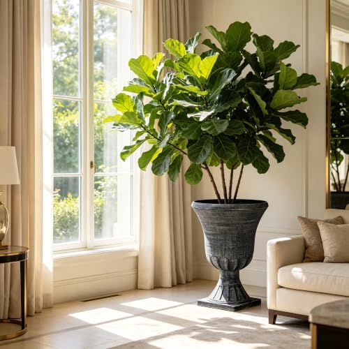Autodaya 22" Tall Urn Planters for Outdoor Plants Set of 2 Large Flower Pot - Image 4