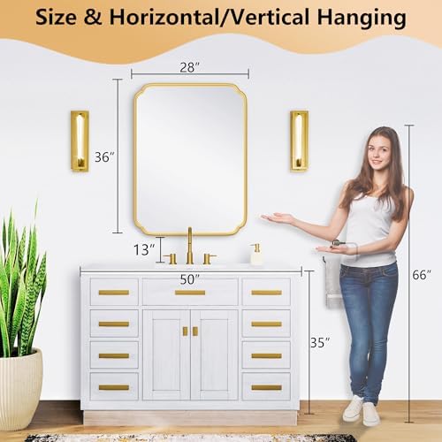 Ferytange 28"x36" Gold Bathroom Mirror - Image 4