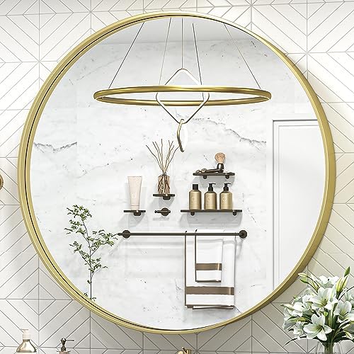 TokeShimi 40 Inch Round Gold Bathroom Mirror by TokeShimi
