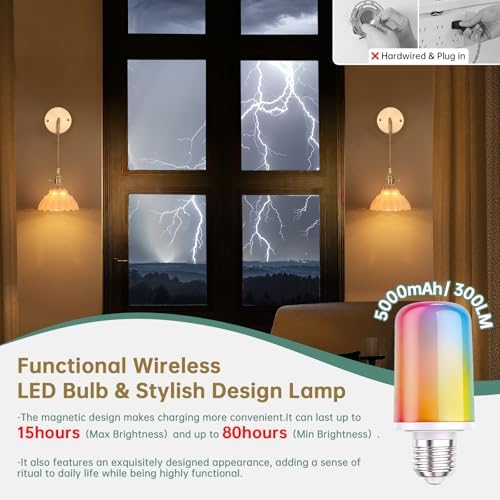 Shenmoyl Vintage Battery Operated wall sconces Set of 2, Wall Lamps - Image 4