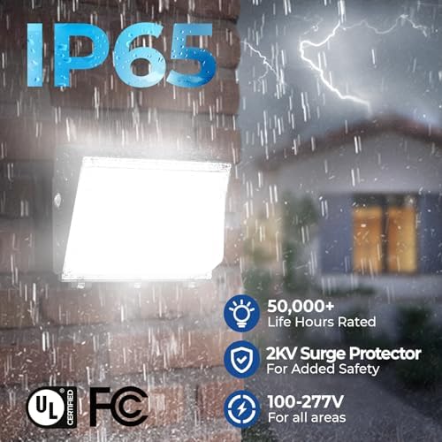 CINOTON 120W LED Wall Pack Light, 3CCT 16800LM, Dusk to Dawn Sensor, 1 Pack - Image 6