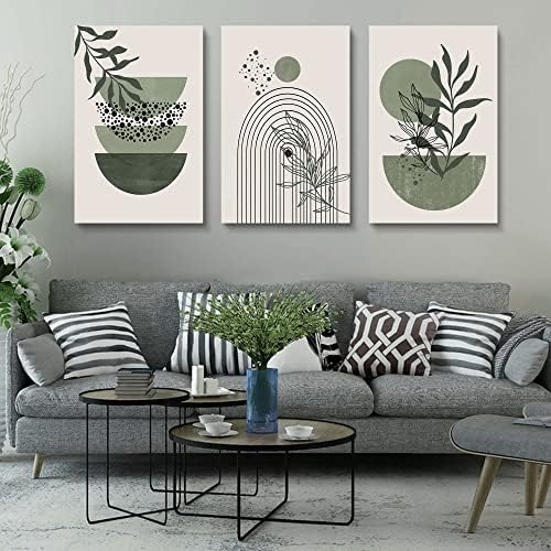 Sage Green Wall Posters & Prints, Minimalist Framed Wall Art Geometric Line - Image 2