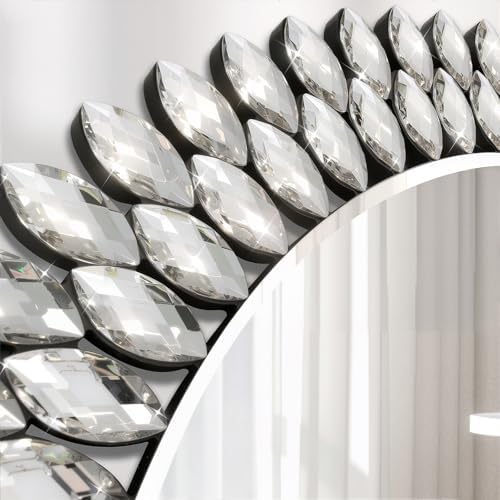 26 Inch Round Mirrors for Wall Decor, Luxury Diamond Entryway Mirrors for Wall - Image 2