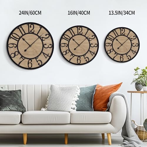 LEIKE Large Wall Clocks Living Room Decor, Non Ticking Silent, Battery Operated - Image 4