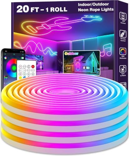 20Ft Neon Rope Lights, Flexible Led Rope Lights Control by LETIANPAI