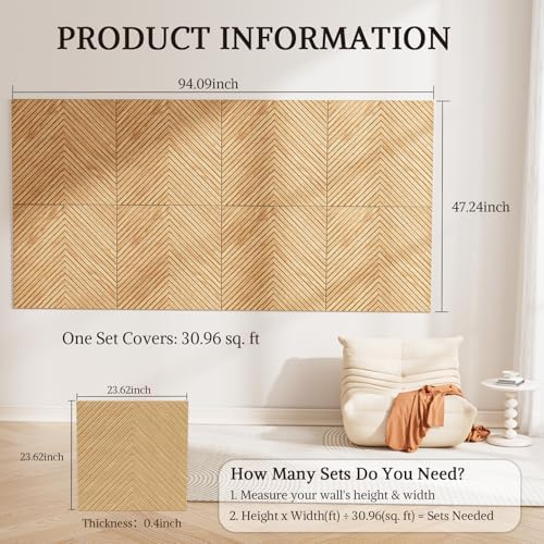Acoustic Wall Panels, 8 Piece 23.62" X 23.62" Peel and Stick Wall Panels - Image 2