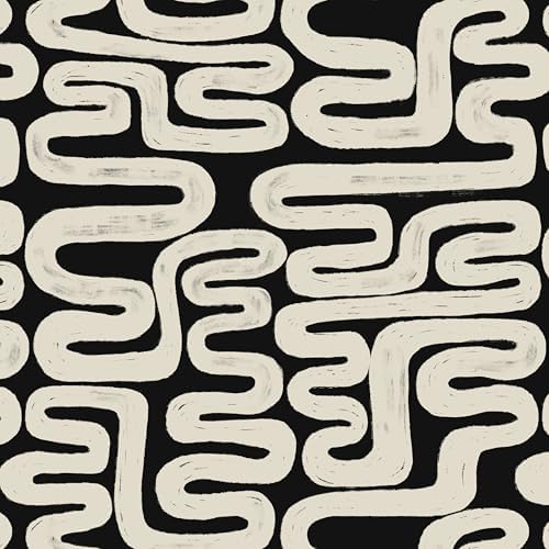 Black and Cream White Peel and Stick Wallpaper Modern Geometric Self-Adhesive by Micpolo