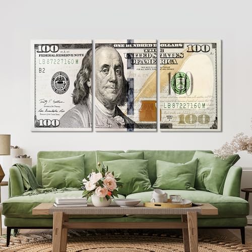 Yatsen Bridge 3 Panels Inspirational Canvas Wall Art 100 Bill Cash Benjamin - Image 2