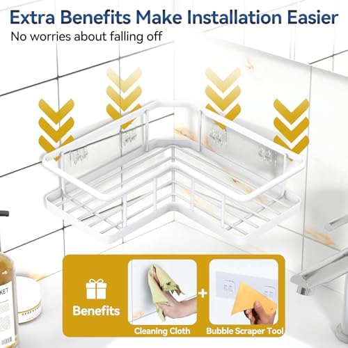 YASONIC Corner Shower Caddy Adhesive, 100% Rustproof Shower Organizer - Image 5