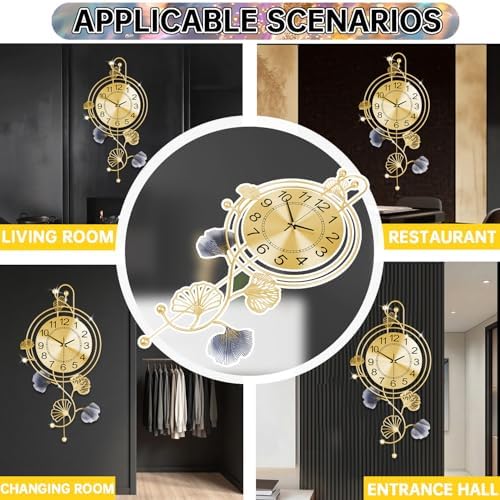 Large Wall Clock for Living Room, Modern Silent Non-Ticking Metal Wall Clocks - Image 5