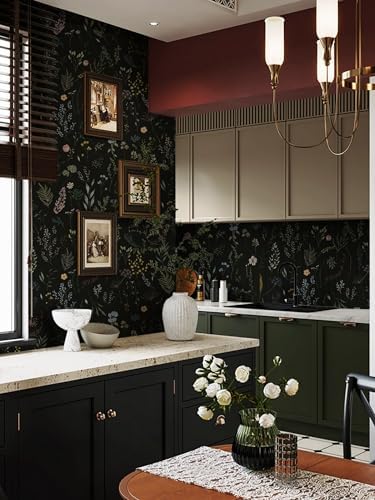 Dimoon 78.7"x16.1" Floral Peel and Stick Wallpaper Black Contact Paper Thicken - Image 5