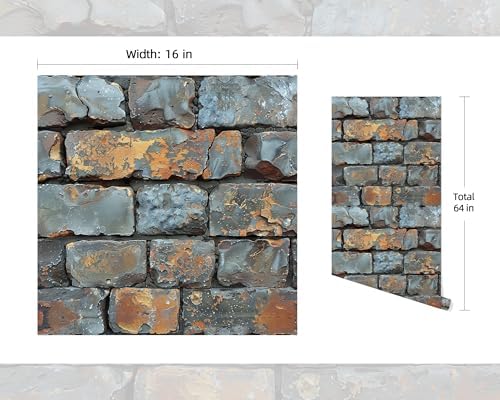 FLFK Brick Wallpaper Peel and Stick Rustic Gray Brick Wallpaper - Image 2