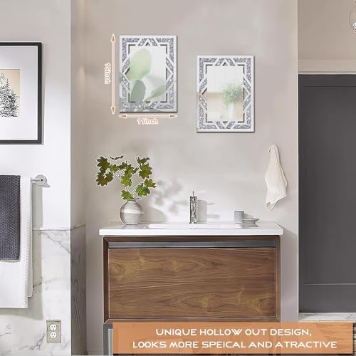 2 Piece Rectangular Hollow Crushed Diamond Decorative Mirror - Image 5