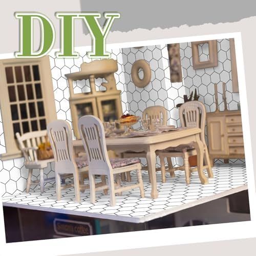 Flutesan 12 Pcs Miniature Dollhouse Wallpaper, Hexagonal Grid - Image 5