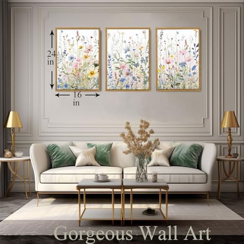 Watercolor Wildflower Framed Wall Art Set of 3, 16x24 inch - Image 2