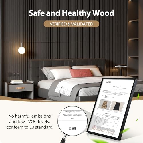 INMOZATA Peel and Stick Acoustic Wood Slat Wall Panels Matte Black - Image 2