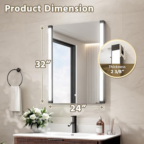 24" Wx32 H LED Mirror for Bathroom Vanity Mirror, 270° Rotatable LED Arms for - Image 5